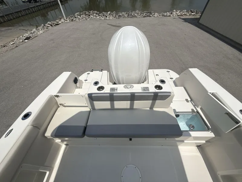 Slide: The Image of 2025 Sailfish 232 CC boat interior with seating and storage compartments. - 4
