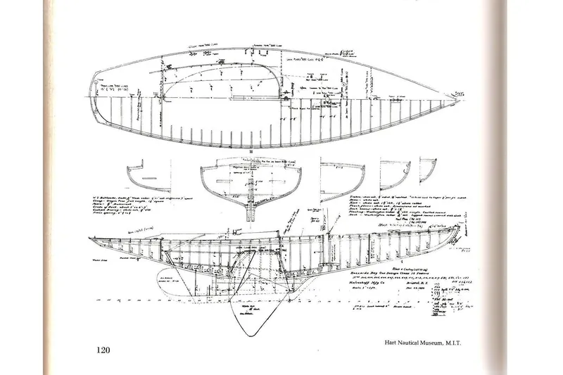 Slide: The Image of Herreshoff Watch Hill 15, 1995, technical drawing, Hart Nautical Museum. - 16