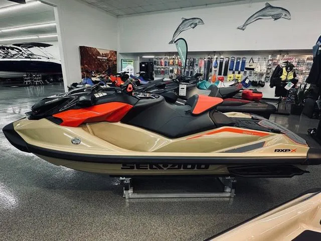 Slide: The Image of Sea-Doo RXP-X™ 325 iBR Metallic Tan / Lava Red Premium 2025 - 4