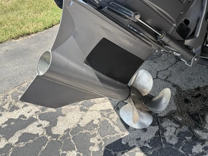 Slide: The Image of 2019 Monterey MX6 SURF boat propeller on pavement. - 39