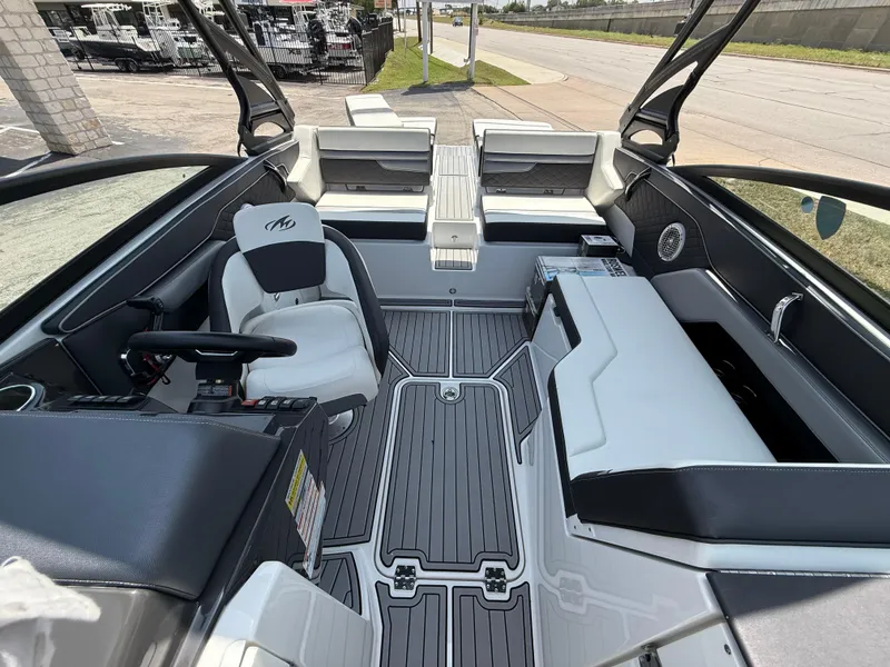 Slide: The Image of 2019 Monterey MX6 SURF boat interior with sleek seating and modern design. - 49