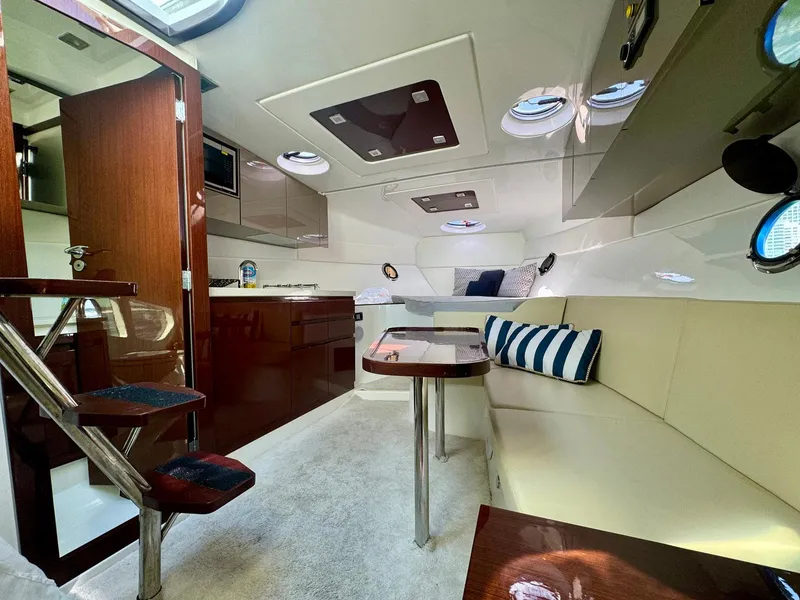 Slide: The Image of Luxurious interior of 2023 Schaefer 375 yacht with modern furnishings and elegant design. - 8