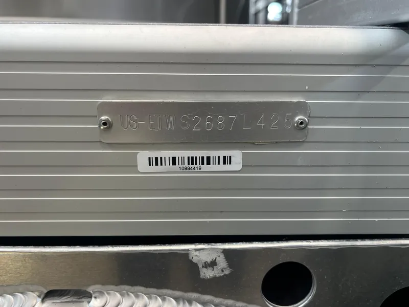 Slide: The Image of 2025 Bennington 22SXSRC boat identification plate with serial number and barcode. - 15