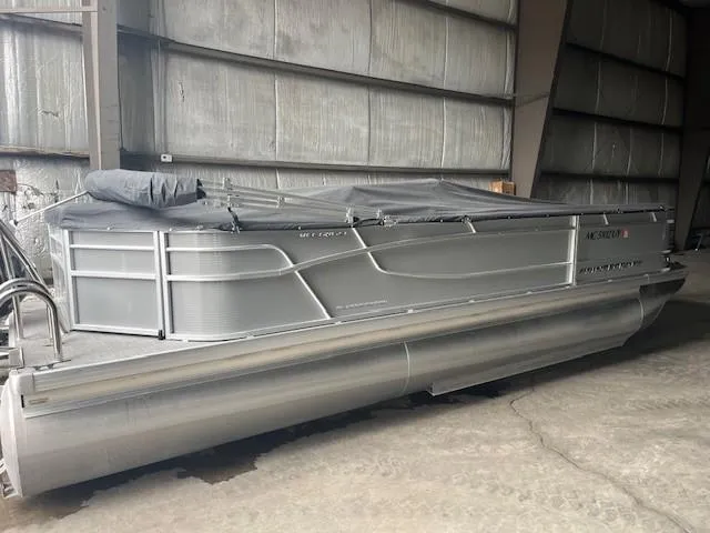Slide: The Image of 2023 Princecraft Vectra 23 LT pontoon boat in storage, covered and secured. - 21