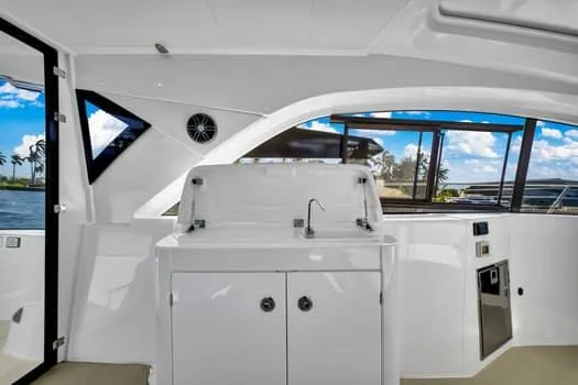 Slide: The Image of Interior view of 2023 Beneteau Gran Turismo 45 yacht, featuring sleek design and modern amenities. - 13