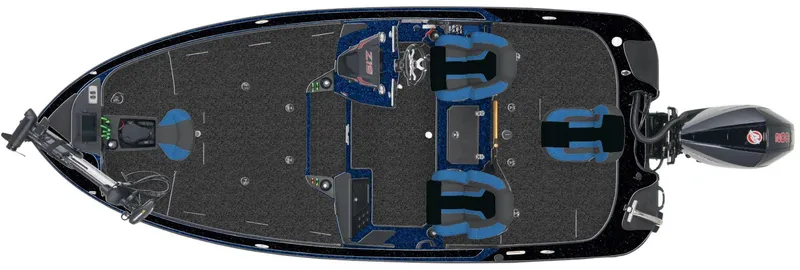 Slide: The Image of Top view of 2025 Nitro Z19 Pro fishing boat with dual seating and motor. - 2