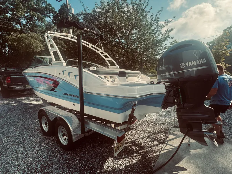 Slide: The Image of 2023 Chaparral 21 SSi OB boat on trailer with Yamaha outboard motor. - 26