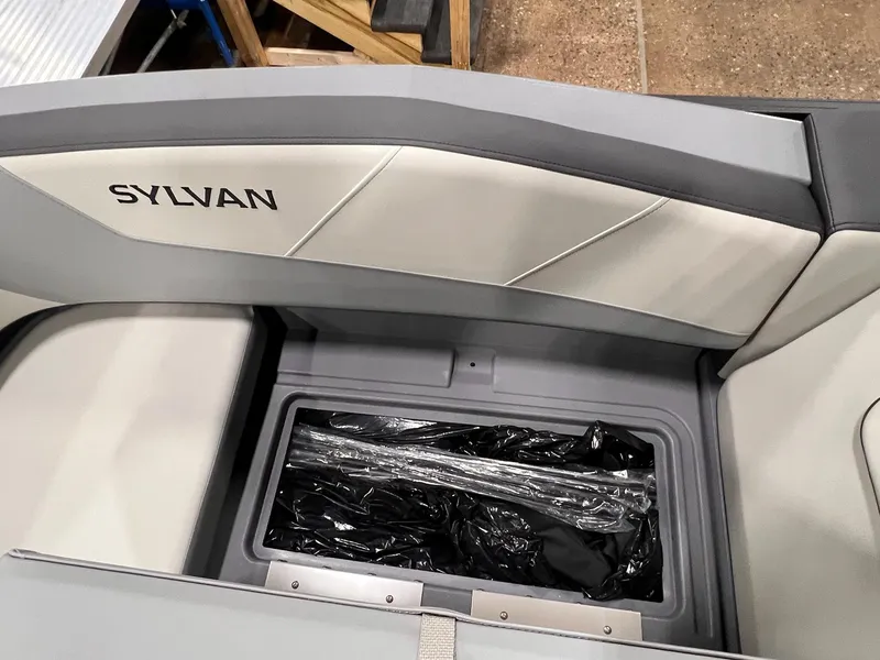 Slide: The Image of Interior of 2025 Sylvan A-Series A20 LZ DH boat with storage compartment. - 5