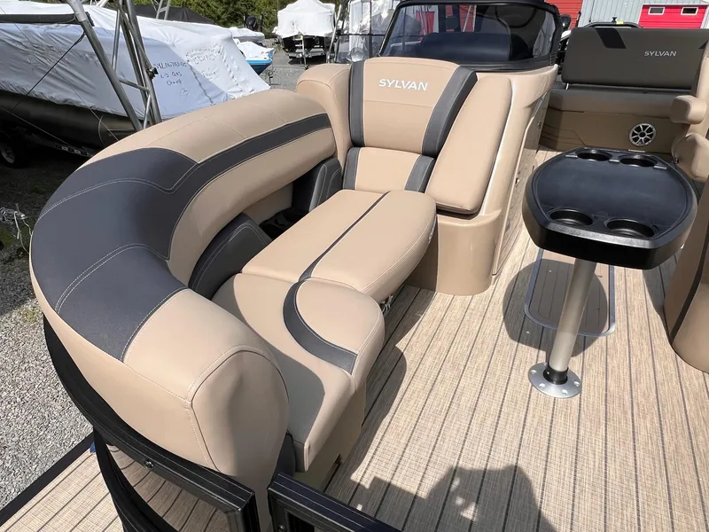 Slide: The Image of Luxurious seating on 2025 Sylvan L3 CLZ DH WT boat with cup holders and stylish design. - 32