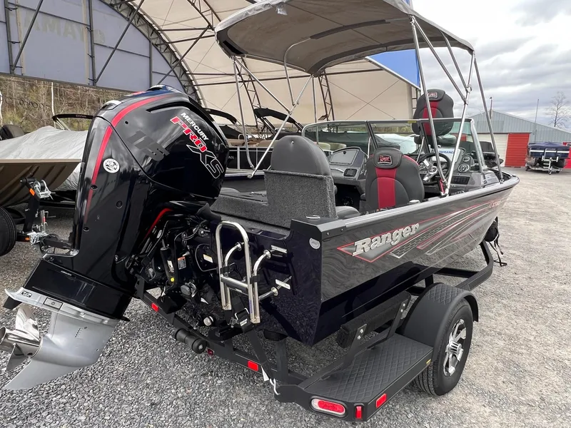 Slide: The Image of 2020 Ranger VS1782 WT boat with Mercury Pro XS engine, parked outdoors. - 21