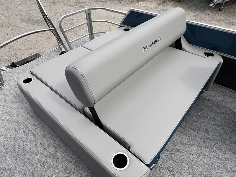 Slide: The Image of 2025 Berkshire LE Series 24UL LE boat seating with cup holders, gray upholstery. - 22
