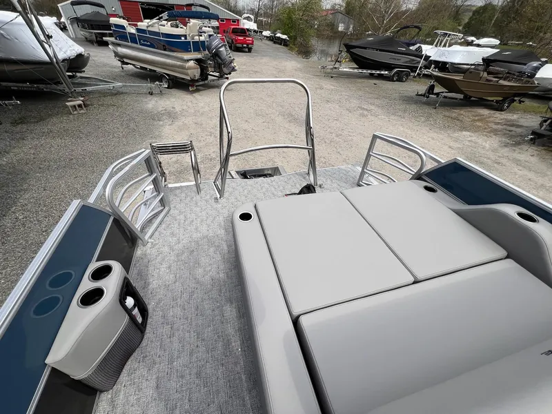 Slide: The Image of 2025 Berkshire LE Series 24UL LE pontoon boat with spacious seating and sleek design. - 9