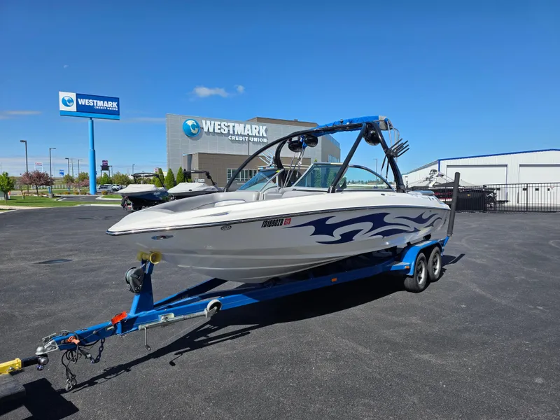 Slide: The Image of 2007 Centurion Boats ENZO23 on trailer at Westmark Credit Union parking lot. - 5