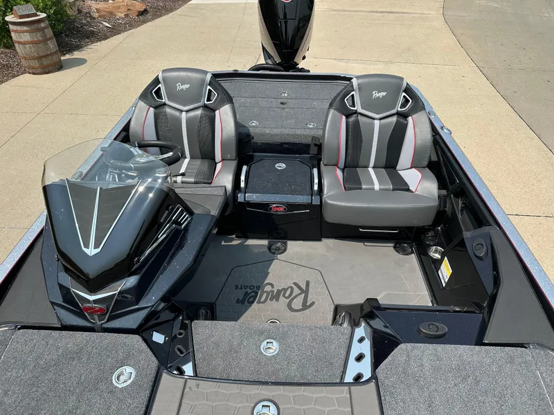 Slide: The Image of 2025 Ranger Z520R Cup-Equipped boat interior with sleek seating and modern design. - 14