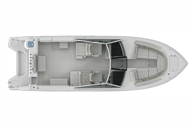 Slide: The Image of Control panel of 2026 Sailfish 316 DC boat with switches and display. - 31