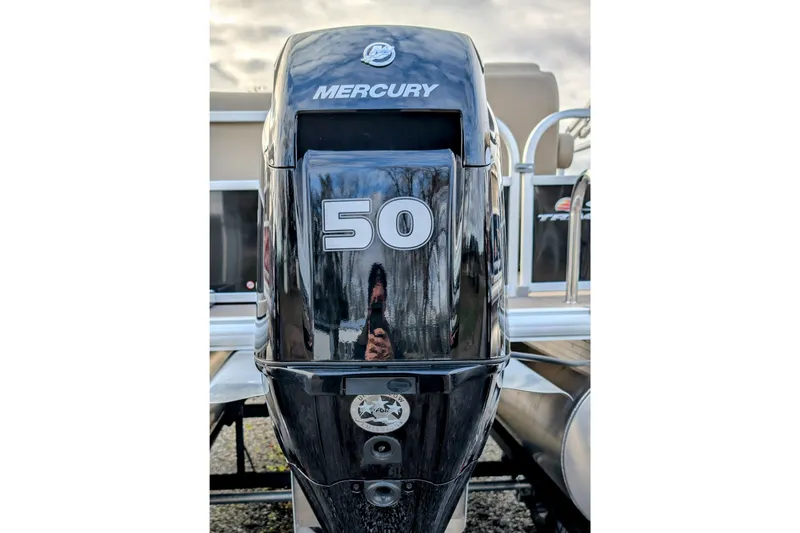 Slide: The Image of 2025 Sun Tracker Party Barge 16 DLX with Mercury 50 horsepower engine. - 3