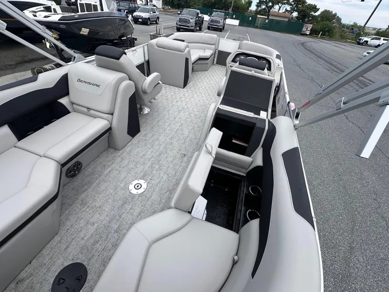 Slide: The Image of 2025 Berkshire 22RFX LE 2.75 pontoon boat interior with luxurious seating and modern design. - 11