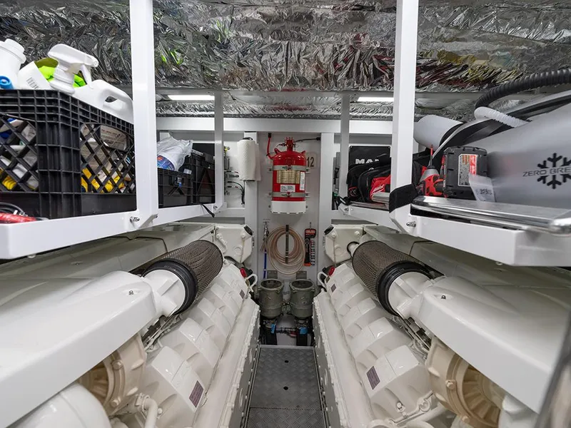 Slide: The Image of Engine room of 2020 Princess S66 yacht with storage and safety equipment - 79