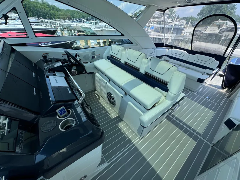 Slide: The Image of 2020 Formula 430 Super Sport Crossover interior with luxurious seating and modern helm. - 10
