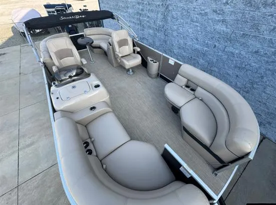 Slide: The Image of 2019 South Bay 521RS 3.0 pontoon boat with spacious seating and modern design. - 2