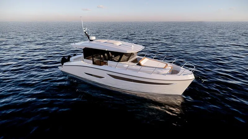 Slide: The Image of 2025 Oryx 37 LX yacht cruising on open sea at sunset. - 7