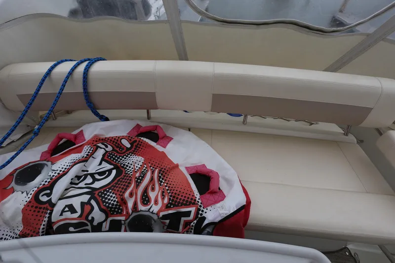 Slide: The Image of Interior of 2012 Carver 38 Super Sport with colorful inflatable tube and blue ropes. - 46