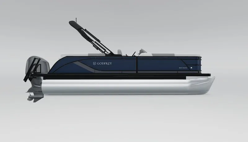 Slide: The Image of 2025 Godfrey SWEETWATER 2286 SB pontoon boat, side view, sleek design, modern features. - 21