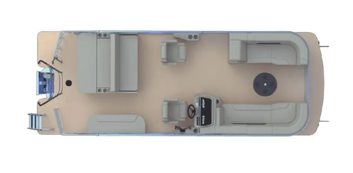 Slide: The Image of Top view of 2025 Godfrey SW2286SFLC Tritoon boat layout with seating and helm. - 25