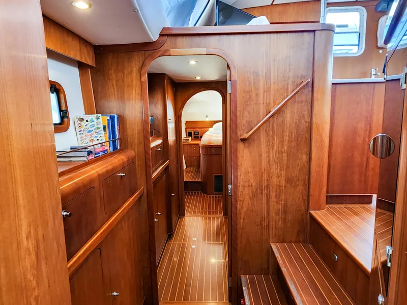 Slide: The Image of Luxurious wooden interior of 2014 Antares 44i yacht with cozy cabin and elegant design. - 11
