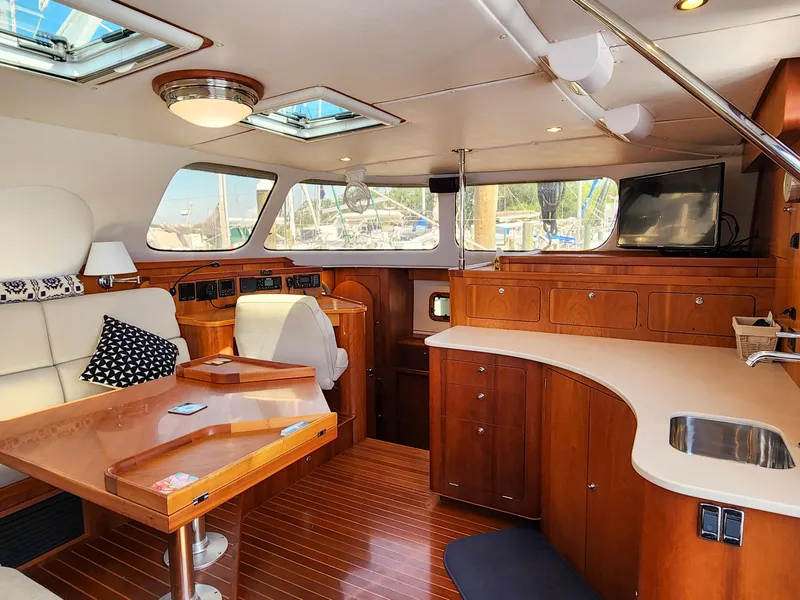 Slide: The Image of Luxurious interior of 2014 Antares 44i yacht with wood finish and modern amenities. - 7