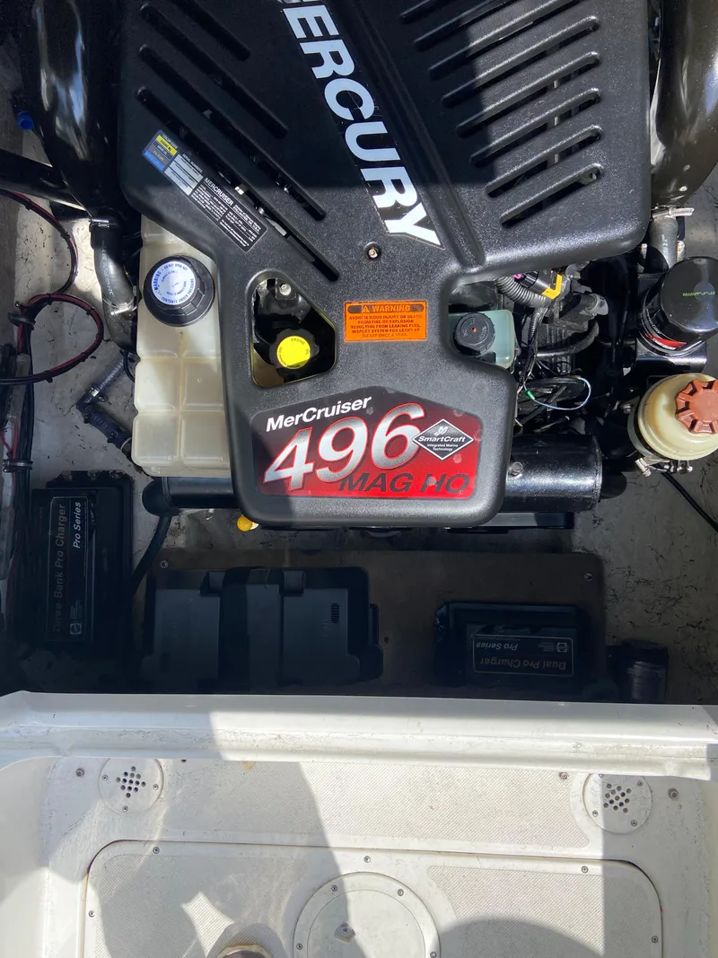 Slide: The Image of Engine compartment of a 2008 Ebbtide 2700 SS Bow Rider with MerCruiser 496 MAG HO. - 24