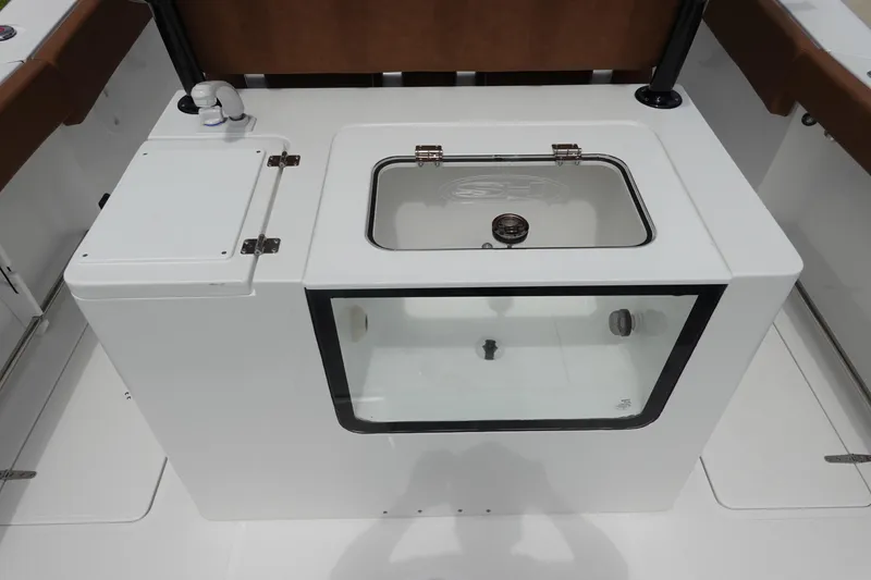 Slide: The Image of 2026 Sea Hunt Gamefish 28 FS boat plumbing system with hoses and pumps. - 12