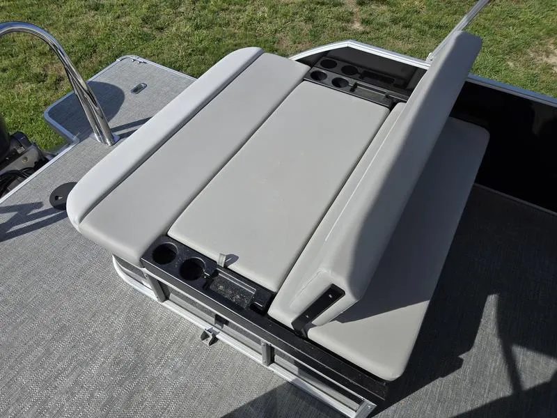 Slide: The Image of 2025 Godfrey Xperience 2286 SFLX Sport Tube boat seat with cup holders, gray upholstery. - 12