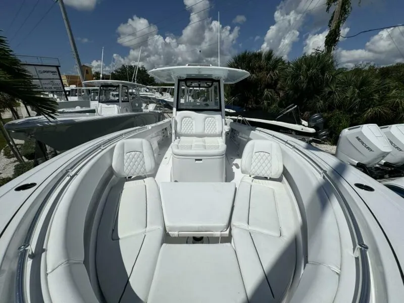 Slide: The Image of Open 322 bow sun deck and seating configuration - 5