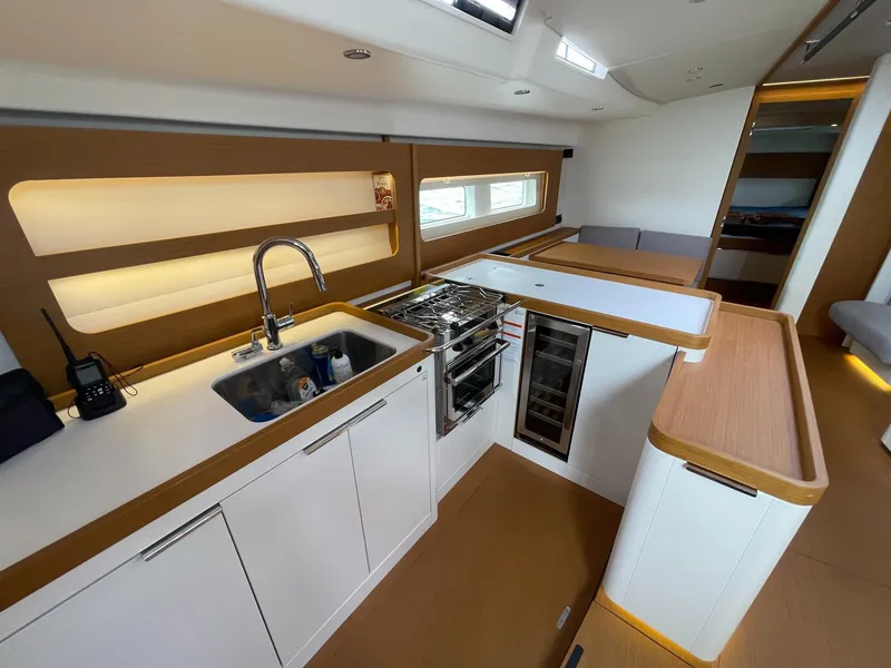 Slide: The Image of Modern kitchen interior of 2020 Beneteau First 53 yacht with sleek design and appliances. - 37