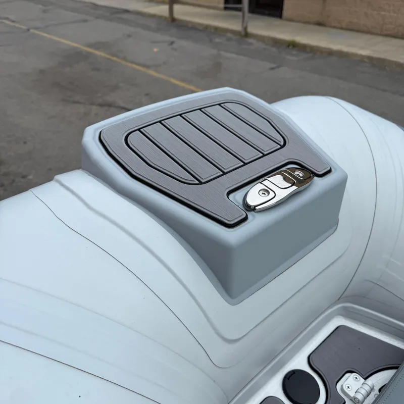 Slide: The Image of 2024 Highfield CL340 boat detail showing a sleek, modern storage compartment on deck. - 6