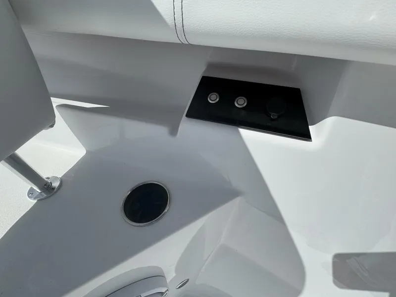Slide: The Image of 2025 Sportsman 352 Open boat interior detail with control panel and seating. - 27