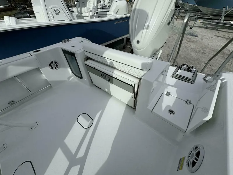 Slide: The Image of 2025 Sportsman 232 Open boat interior with seating and storage compartments. - 3