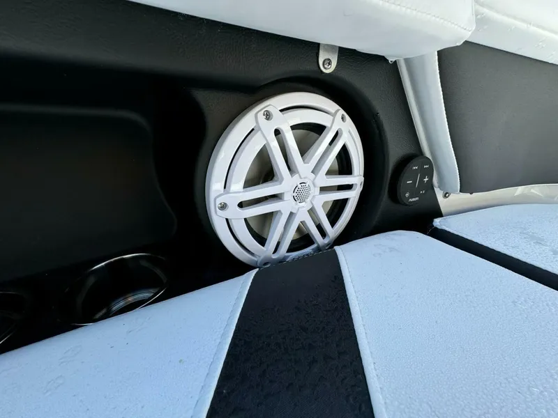 Slide: The Image of Speaker and control panel on 2025 Monterey 30 ELITE boat interior. - 8