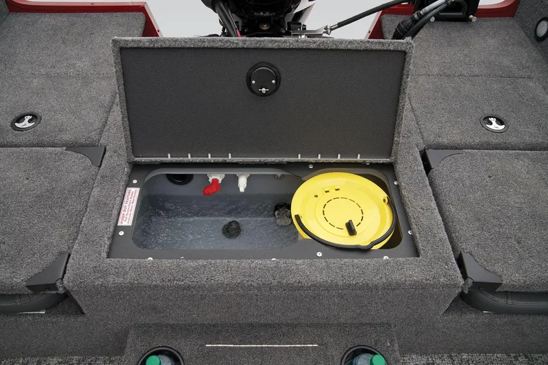 Slide: The Image of 2025 Tracker Targa V-19 Combo boat livewell compartment with open lid. - 61