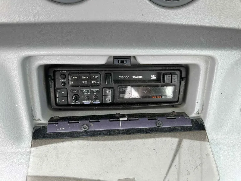 Slide: The Image of Clarion 3670RC stereo system in 1994 Sea Ray 220 Bow Rider boat dashboard. - 22