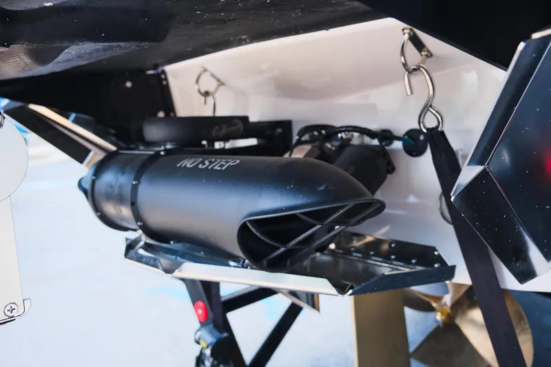 Slide: The Image of 2025 MasterCraft X26 boat engine detail with "No Step" label, showcasing advanced marine technology. - 11