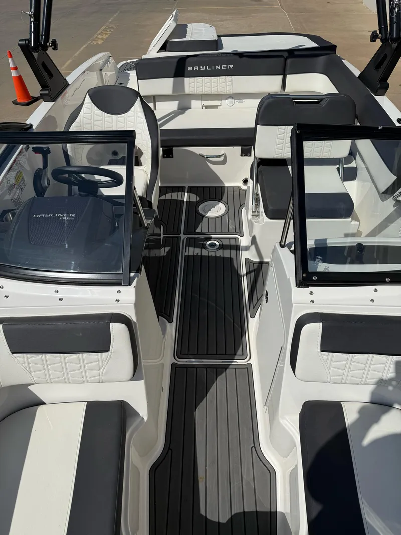Slide: The Image of 2021 Bayliner VR5 Bowrider I/O interior with sleek seating and modern design. - 20
