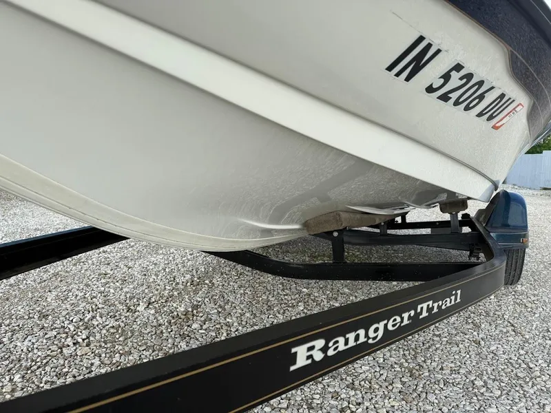 Slide: The Image of 2003 Ranger 185 VS boat on Ranger Trail trailer, close-up view. - 8