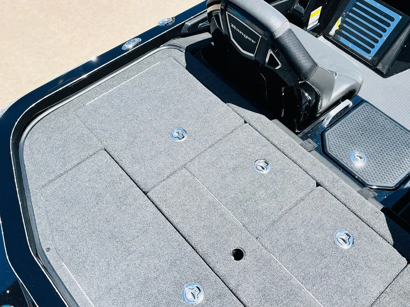 Slide: The Image of 2024 Ranger Z520R Ranger Cup Equipped boat deck with storage compartments and seating. - 43