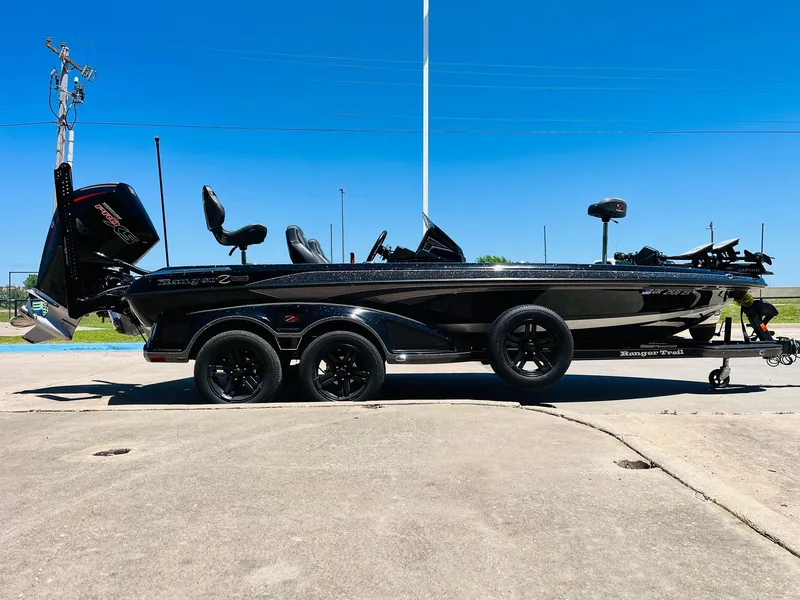 Slide: The Image of 2024 Ranger Z520R Ranger Cup Equipped boat on trailer, side view, outdoors. - 6