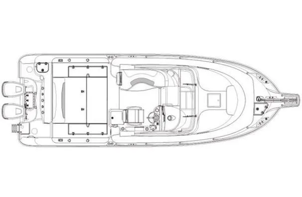 Slide: The Image of Top view schematic of a 2011 Boston Whaler 305 Conquest boat layout. - 20