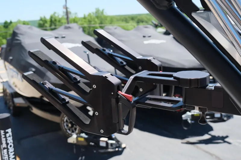 Slide: The Image of 2023 MasterCraft X24 boat with advanced wakeboard rack system. - 21