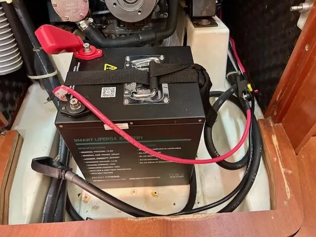 Slide: The Image of Battery compartment of a 2008 Beneteau Oceanis 31 sailboat with LiFePO4 battery. - 27