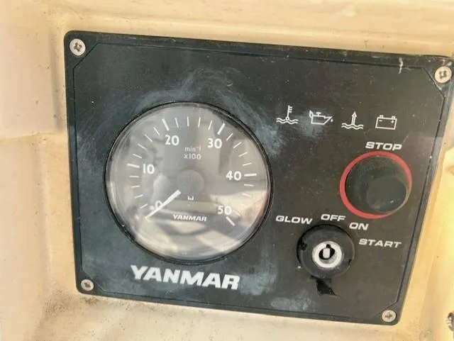 Slide: The Image of Yanmar engine control panel on 2008 Beneteau Oceanis 31 sailboat. - 9